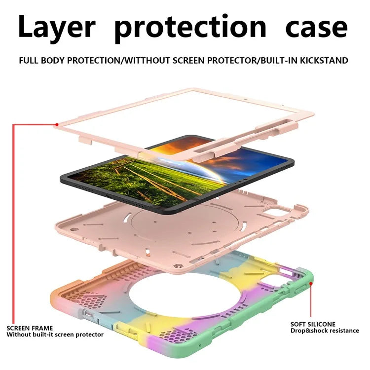 For iPad Pro 11 (2024) Case PC+Silicone Protective Tablet Cover with Shoulder Strap