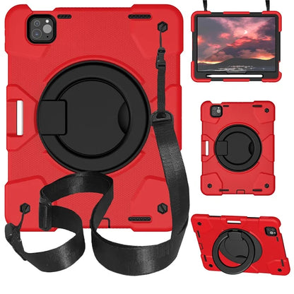 For iPad Pro 11 (2024) Case PC+Silicone Protective Tablet Cover with Shoulder Strap
