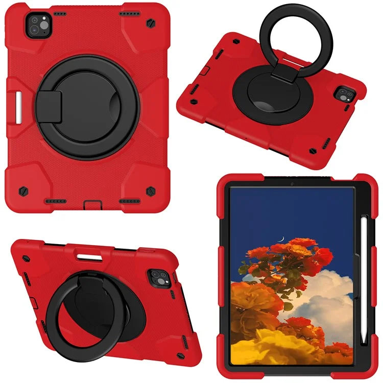 For iPad Pro 11 (2024) Case PC+Silicone Protective Tablet Cover with Shoulder Strap