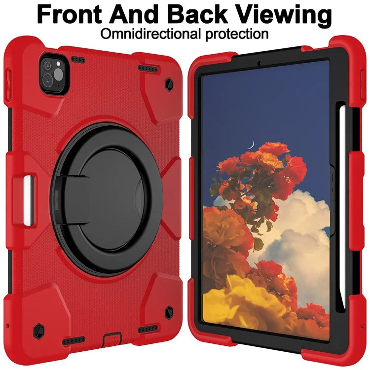 For iPad Pro 11 (2024) Case PC+Silicone Protective Tablet Cover with Shoulder Strap
