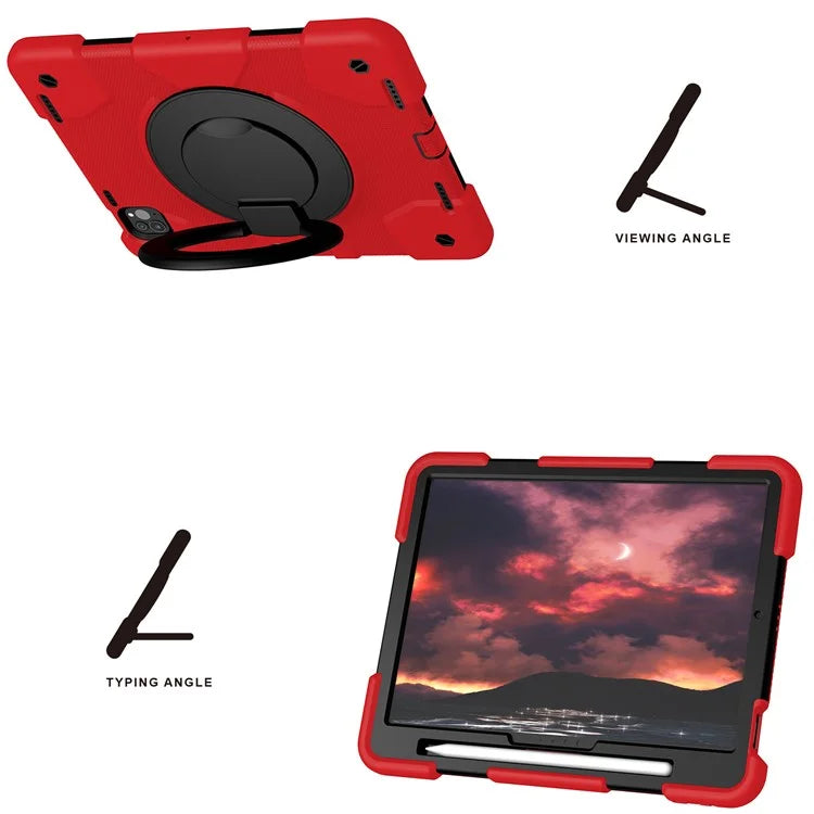 For iPad Pro 11 (2024) Case PC+Silicone Protective Tablet Cover with Shoulder Strap