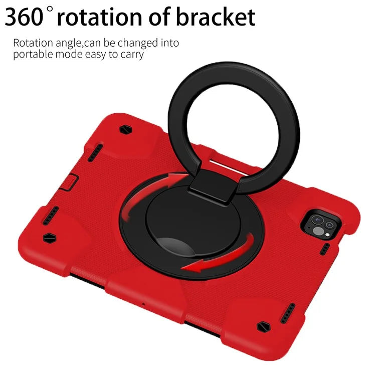 For iPad Pro 11 (2024) Case PC+Silicone Protective Tablet Cover with Shoulder Strap