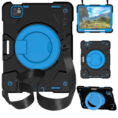 For iPad Pro 11 (2024) Case PC+Silicone Protective Tablet Cover with Shoulder Strap