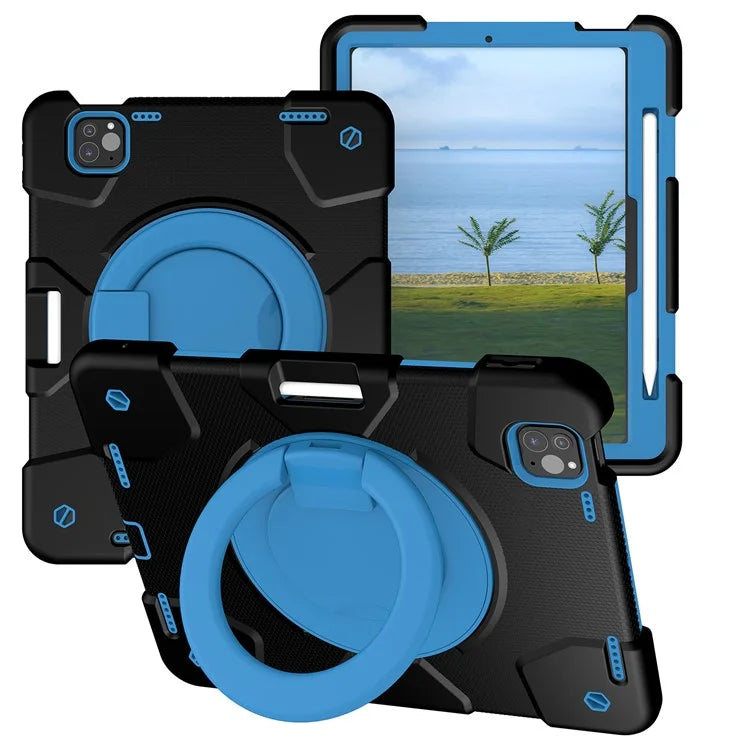 For iPad Pro 11 (2024) Case PC+Silicone Protective Tablet Cover with Shoulder Strap