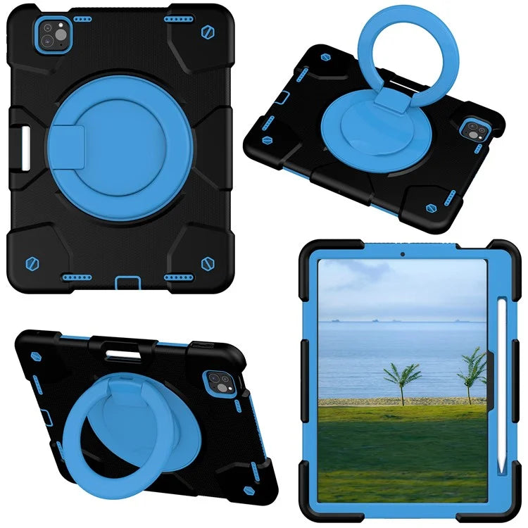 For iPad Pro 11 (2024) Case PC+Silicone Protective Tablet Cover with Shoulder Strap