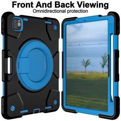 For iPad Pro 11 (2024) Case PC+Silicone Protective Tablet Cover with Shoulder Strap