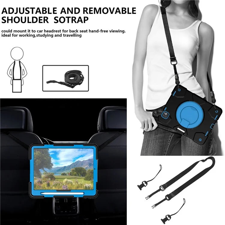 For iPad Pro 11 (2024) Case PC+Silicone Protective Tablet Cover with Shoulder Strap