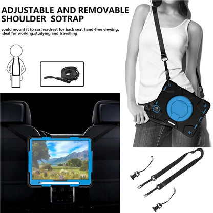 For iPad Pro 11 (2024) Case PC+Silicone Protective Tablet Cover with Shoulder Strap