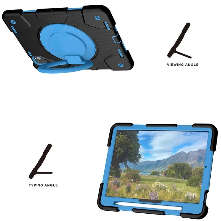 For iPad Pro 11 (2024) Case PC+Silicone Protective Tablet Cover with Shoulder Strap