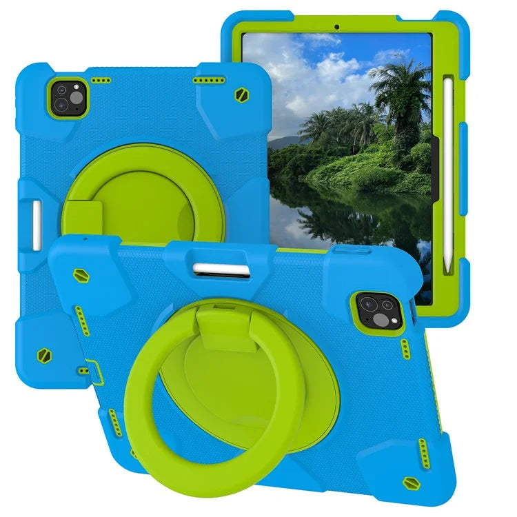 For iPad Pro 11 (2024) Case PC+Silicone Protective Tablet Cover with Shoulder Strap