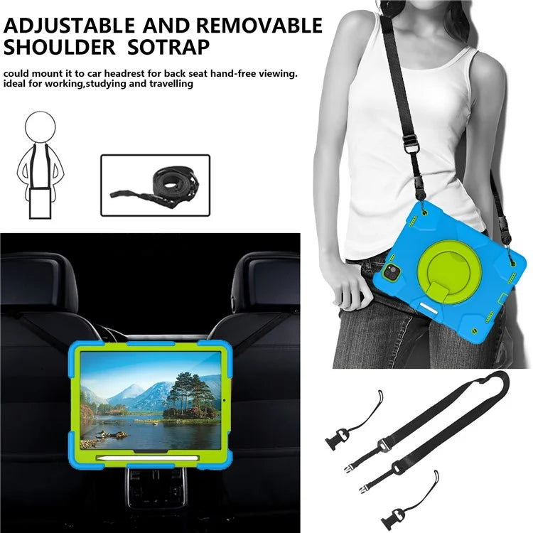 For iPad Pro 11 (2024) Case PC+Silicone Protective Tablet Cover with Shoulder Strap