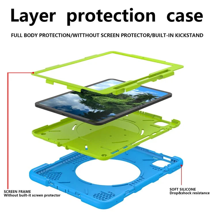 For iPad Pro 11 (2024) Case PC+Silicone Protective Tablet Cover with Shoulder Strap