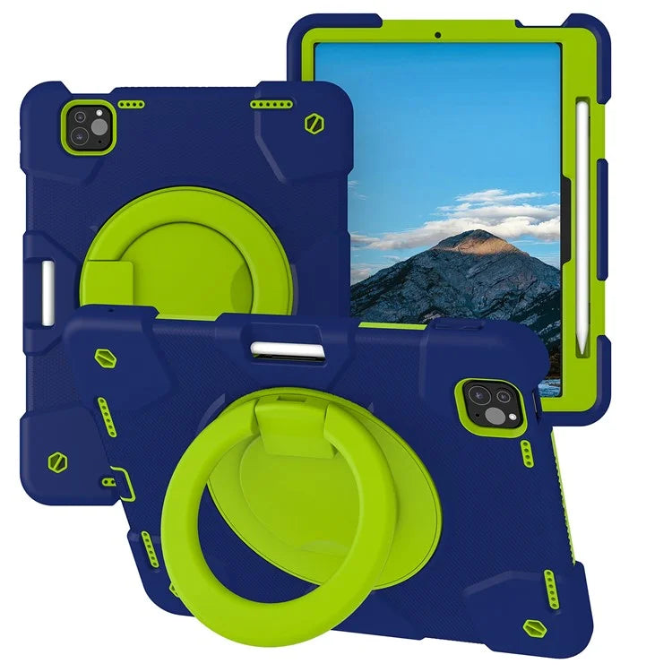 For iPad Pro 11 (2024) Case PC+Silicone Protective Tablet Cover with Shoulder Strap