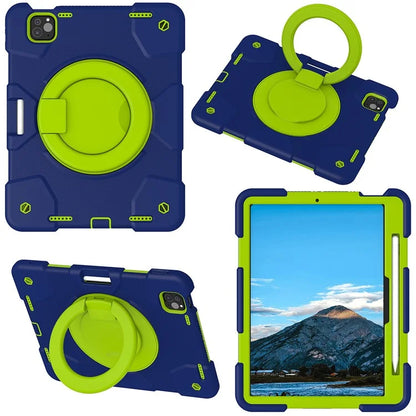 For iPad Pro 11 (2024) Case PC+Silicone Protective Tablet Cover with Shoulder Strap