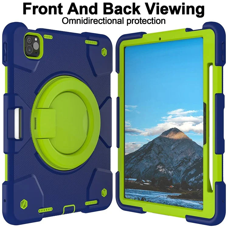 For iPad Pro 11 (2024) Case PC+Silicone Protective Tablet Cover with Shoulder Strap