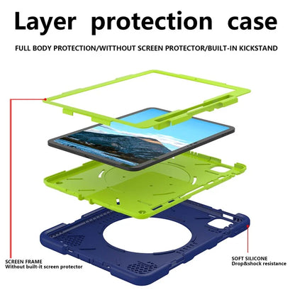 For iPad Pro 11 (2024) Case PC+Silicone Protective Tablet Cover with Shoulder Strap