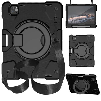 For iPad Pro 11 (2024) Case PC+Silicone Protective Tablet Cover with Shoulder Strap