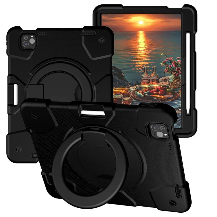 For iPad Pro 11 (2024) Case PC+Silicone Protective Tablet Cover with Shoulder Strap