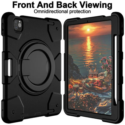 For iPad Pro 11 (2024) Case PC+Silicone Protective Tablet Cover with Shoulder Strap