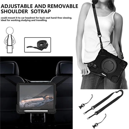 For iPad Pro 11 (2024) Case PC+Silicone Protective Tablet Cover with Shoulder Strap