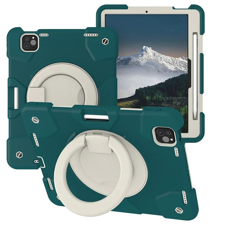 For iPad Pro 11 (2024) Case PC+Silicone Protective Tablet Cover with Shoulder Strap