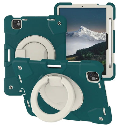 For iPad Pro 11 (2024) Case PC+Silicone Protective Tablet Cover with Shoulder Strap