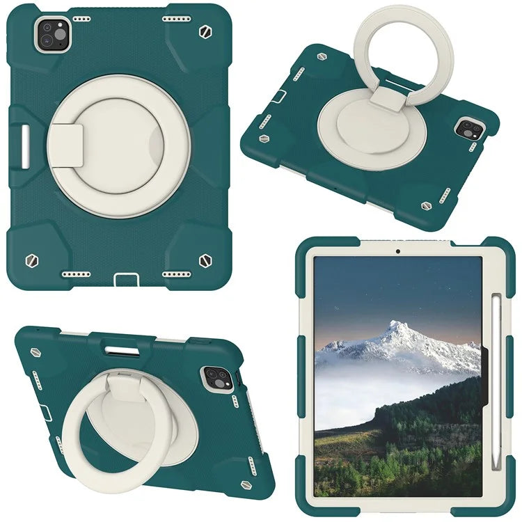 For iPad Pro 11 (2024) Case PC+Silicone Protective Tablet Cover with Shoulder Strap