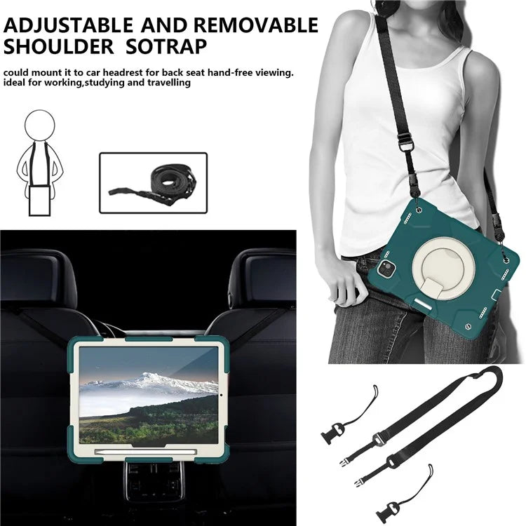 For iPad Pro 11 (2024) Case PC+Silicone Protective Tablet Cover with Shoulder Strap