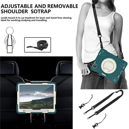 For iPad Pro 11 (2024) Case PC+Silicone Protective Tablet Cover with Shoulder Strap
