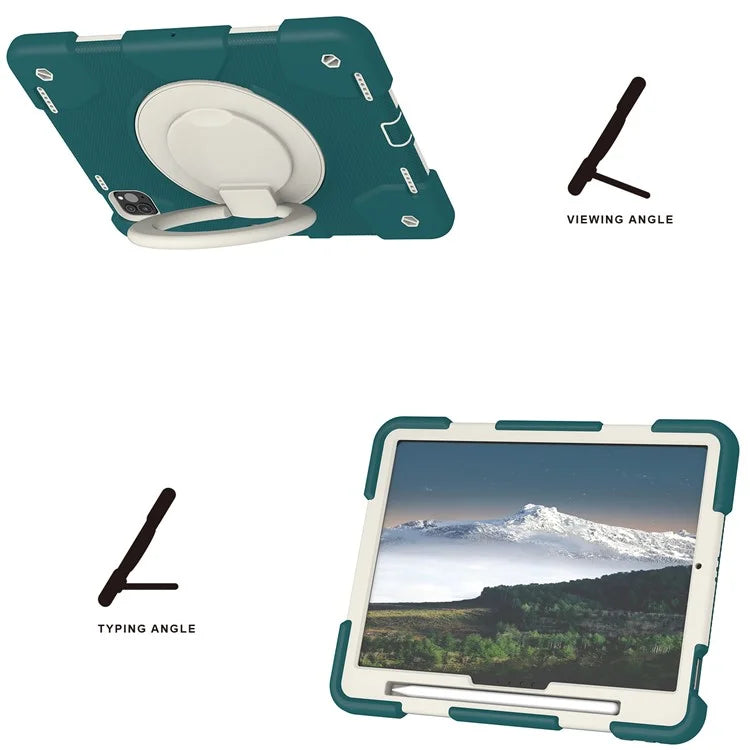 For iPad Pro 11 (2024) Case PC+Silicone Protective Tablet Cover with Shoulder Strap