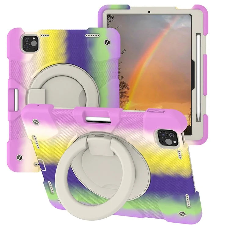 For iPad Pro 11 (2024) Case PC+Silicone Protective Tablet Cover with Shoulder Strap