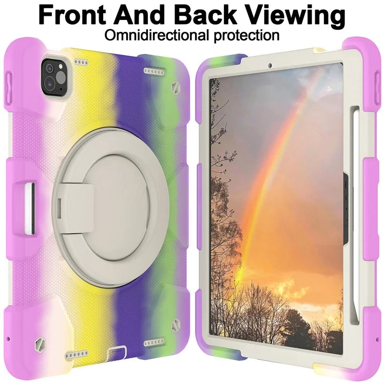 For iPad Pro 11 (2024) Case PC+Silicone Protective Tablet Cover with Shoulder Strap