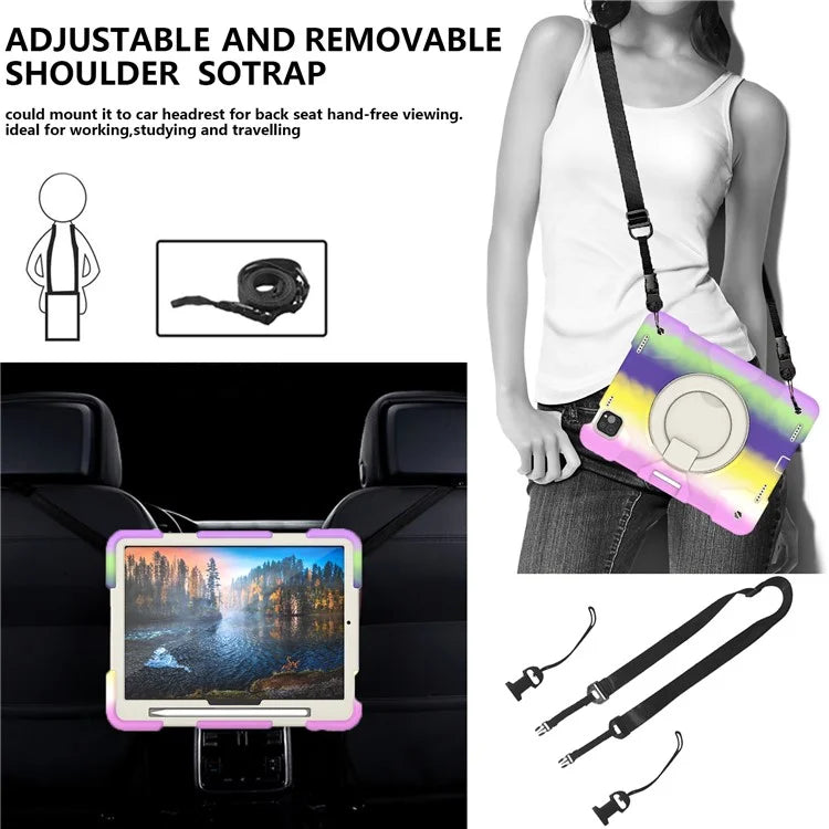For iPad Pro 11 (2024) Case PC+Silicone Protective Tablet Cover with Shoulder Strap