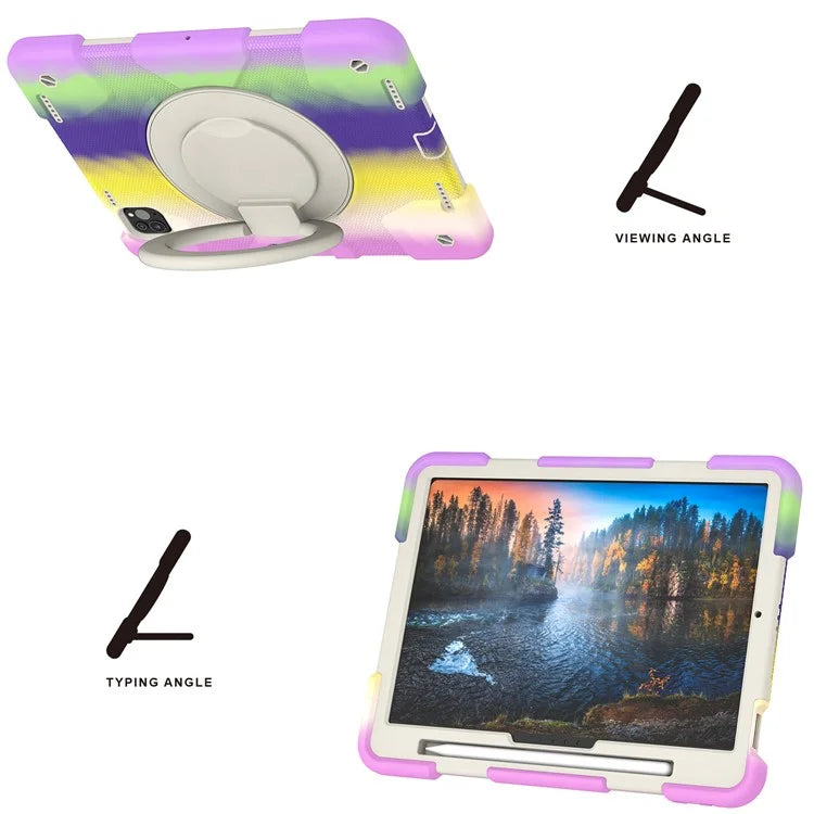 For iPad Pro 11 (2024) Case PC+Silicone Protective Tablet Cover with Shoulder Strap