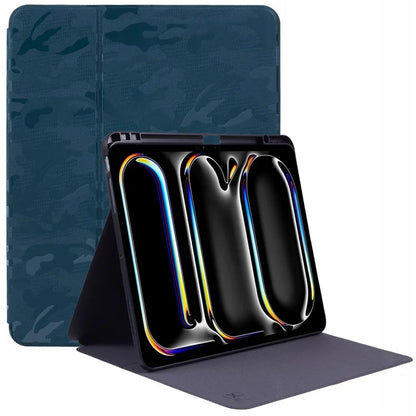 X-LEVEL For iPad Pro 13 (2024) Case Camouflage Pattern PU Leather Tablet Cover with Auto Wake / Sleep