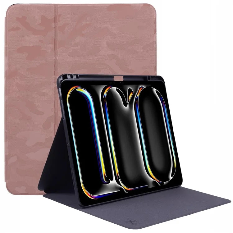 X-LEVEL For iPad Pro 13 (2024) Case Camouflage Pattern PU Leather Tablet Cover with Auto Wake / Sleep