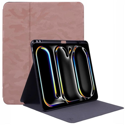 X-LEVEL For iPad Pro 13 (2024) Case Camouflage Pattern PU Leather Tablet Cover with Auto Wake / Sleep