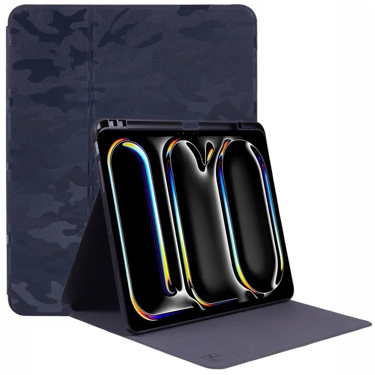 X-LEVEL For iPad Pro 13 (2024) Case Camouflage Pattern PU Leather Tablet Cover with Auto Wake / Sleep