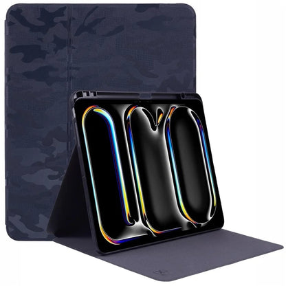 X-LEVEL For iPad Pro 13 (2024) Case Camouflage Pattern PU Leather Tablet Cover with Auto Wake / Sleep