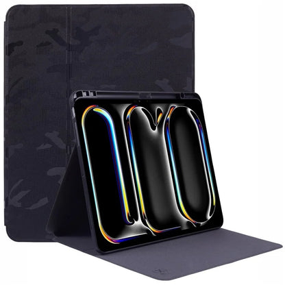 X-LEVEL For iPad Pro 13 (2024) Case Camouflage Pattern PU Leather Tablet Cover with Auto Wake / Sleep