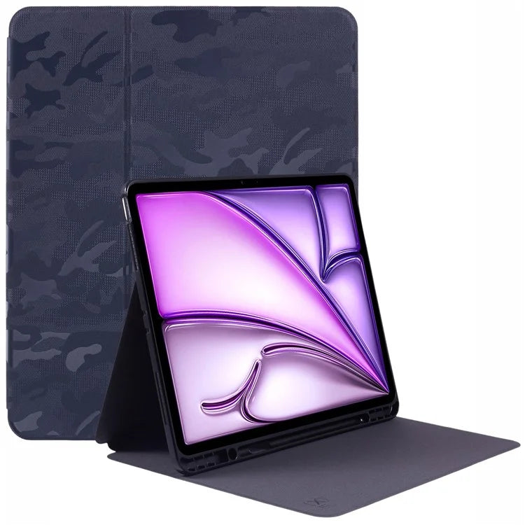 X-LEVEL For iPad Air 13 (2024) Case Camouflage Pattern Leather Smart Tablet Cover with Pencil Holder