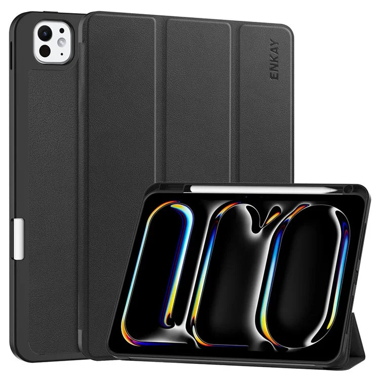 ENKAY HAT PRINCE For iPad Pro 13 (2024) Tri-Fold Stand Tablet Case PU Leather+TPU Smart Cover with Pencil Holder