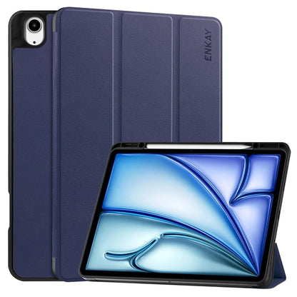 ENKAY HAT PRINCE For iPad Air 13 (2024) Tri-Fold Stand Tablet Case PU Leather+TPU Smart Cover with Pencil Holder