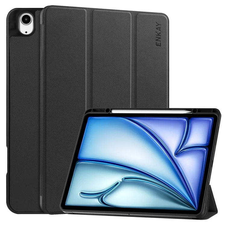 ENKAY HAT PRINCE For iPad Air 13 (2024) Tri-Fold Stand Tablet Case PU Leather+TPU Smart Cover with Pencil Holder