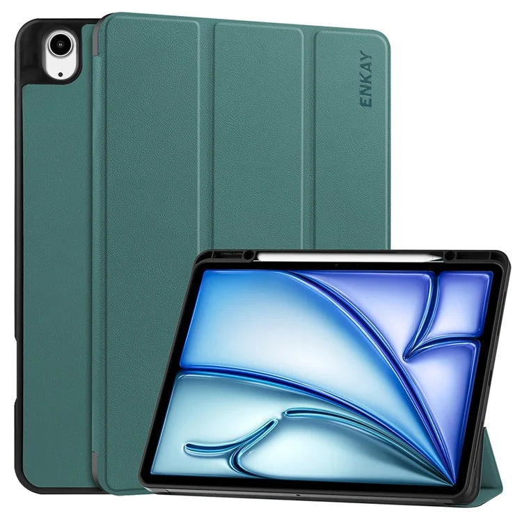ENKAY HAT PRINCE For iPad Air 13 (2024) Tri-Fold Stand Tablet Case PU Leather+TPU Smart Cover with Pencil Holder