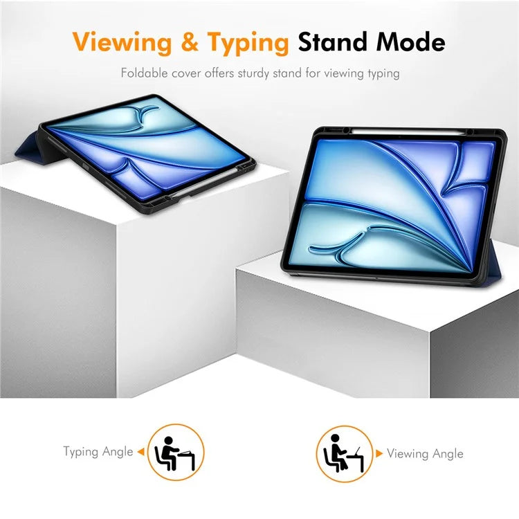 ENKAY HAT PRINCE For iPad Air 13 (2024) Tri-Fold Stand Tablet Case PU Leather+TPU Smart Cover with Pencil Holder