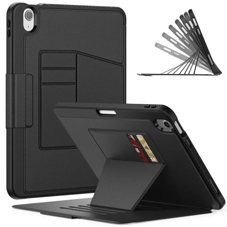 For iPad Air 11 (2024) Style B Auto Wake  /  Sleep PU Leather Tablet Case Card Holder Stand Cover with Pencil Slot