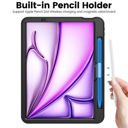 For iPad Air 11 (2024) Style B Auto Wake  /  Sleep PU Leather Tablet Case Card Holder Stand Cover with Pencil Slot
