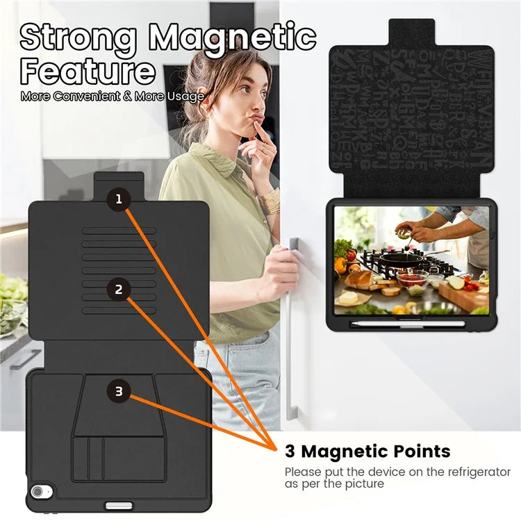 For iPad Air 11 (2024) Style B Auto Wake  /  Sleep PU Leather Tablet Case Card Holder Stand Cover with Pencil Slot