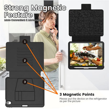 For iPad Air 11 (2024) Style B Auto Wake  /  Sleep PU Leather Tablet Case Card Holder Stand Cover with Pencil Slot